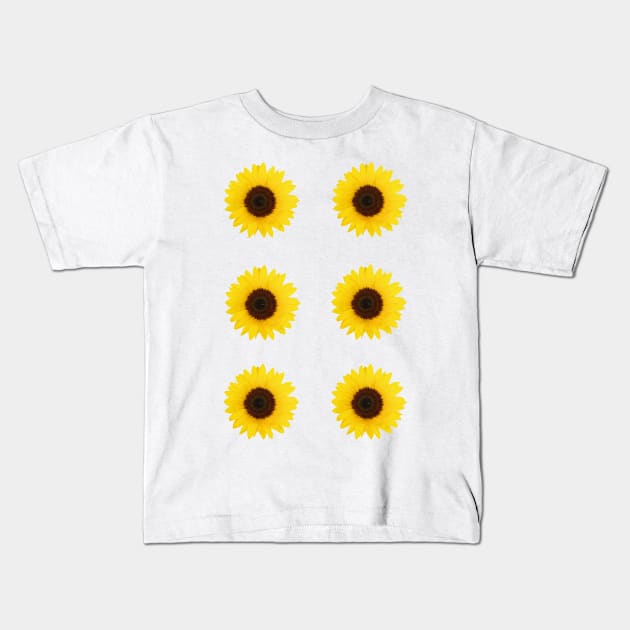 Six Sunflowers Kids T-Shirt by ghjura